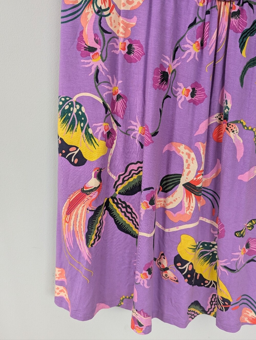 Soma Purple Floral Print Draped Empire Jersey Dress - Picture 9 of 13